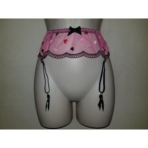 Agent Provocateur Conny Suspender pink with hearts size Large or XL NWT